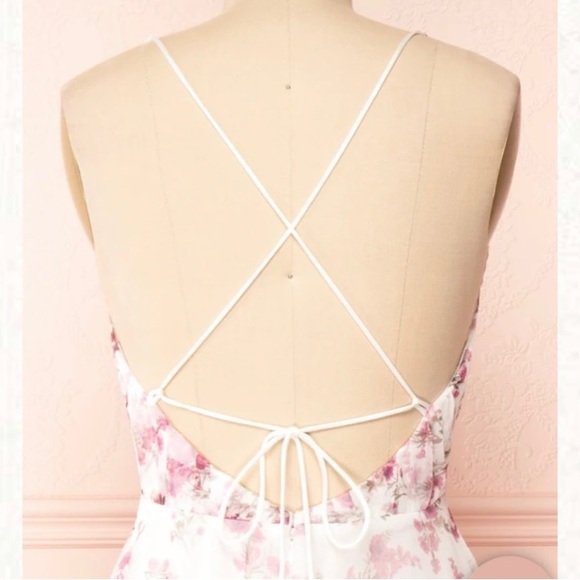 Sasha tulle Maxi summer dress for occasion in white and pink. - Picture 2 of 7